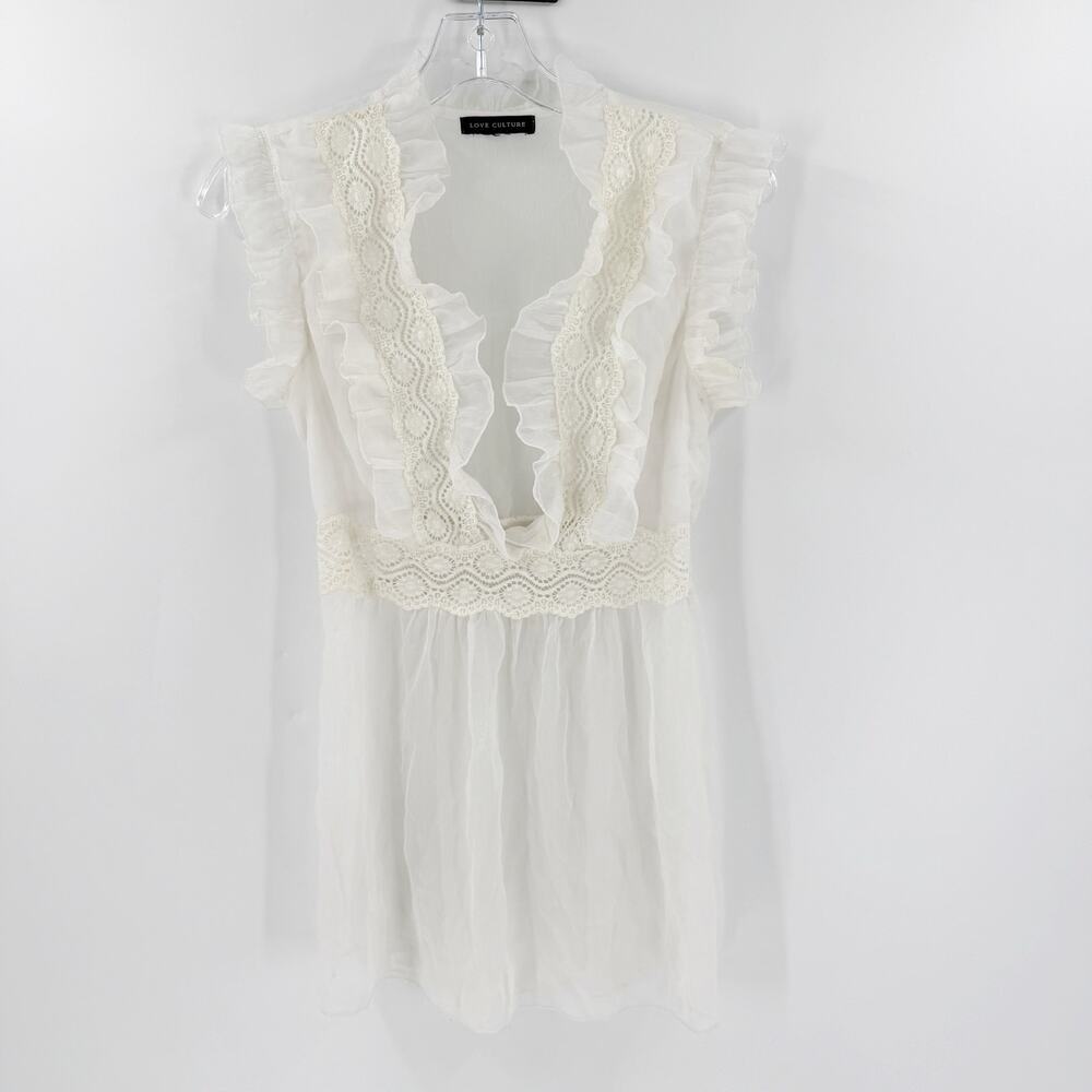 Love Culture Fairycore Lace Ruffle Babydoll Top Coquette Cottage S